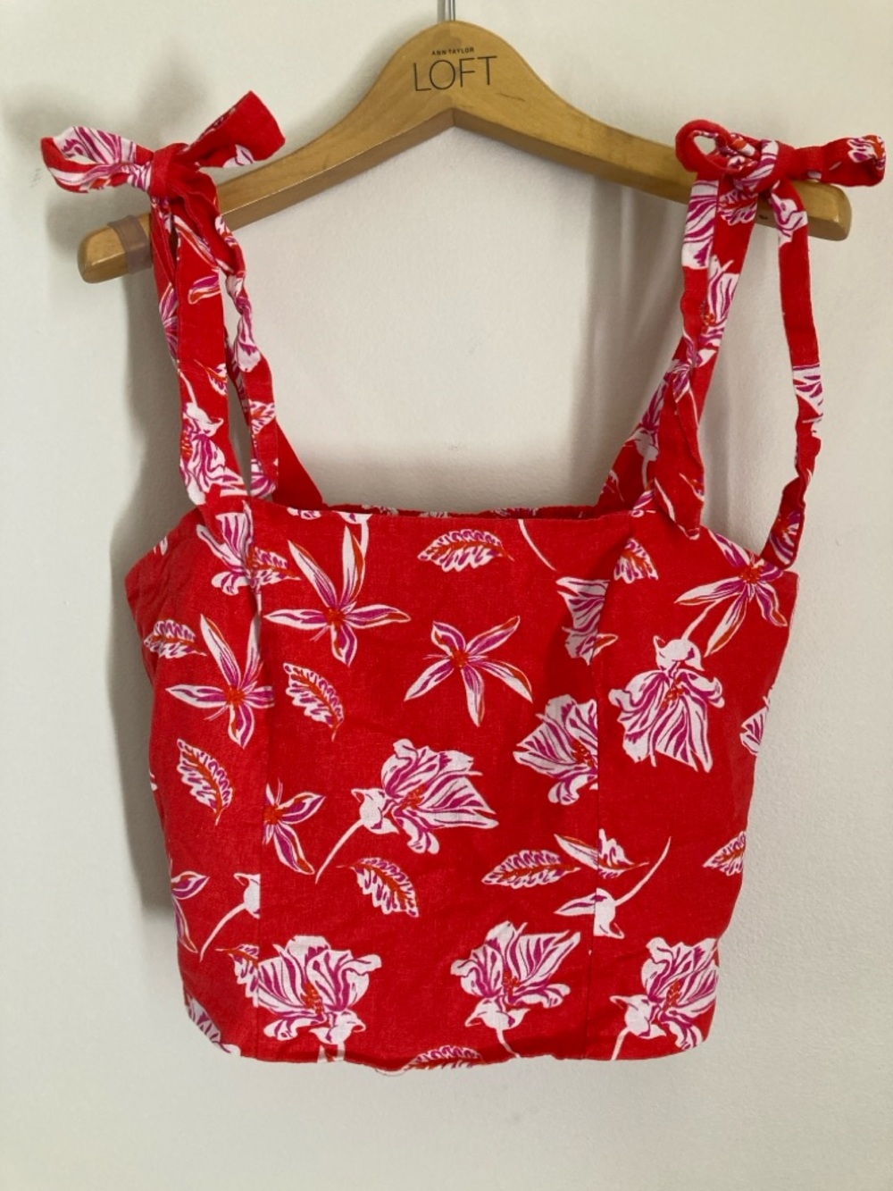 Joie Smocked Floral Hawaiian Linen Blend Crop Top